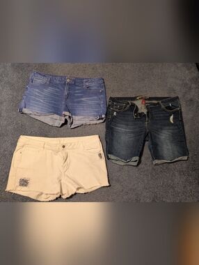 Arizona Jean Company Women's Blue, Dark Blue & Cream Jean Shorts Bundle